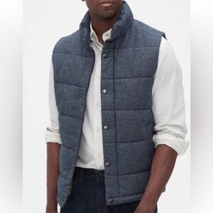 Banana Republic quilted heather blue puffer vest